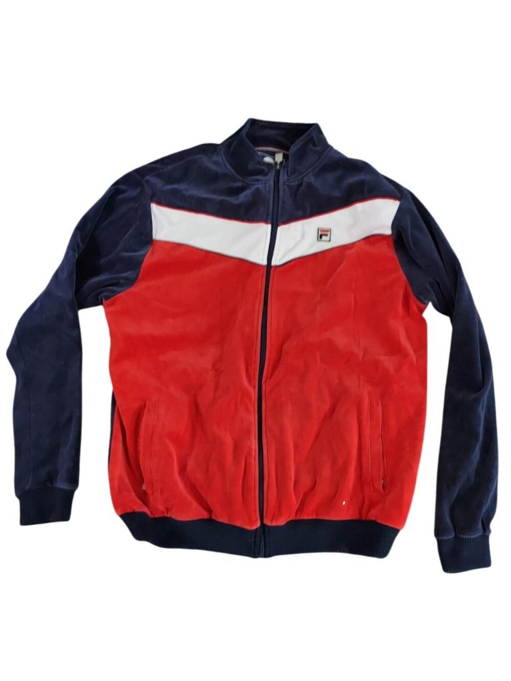 Fila Mens 3XL Retro Track Jacket Red/White/Blue Full Zip Velour 1236